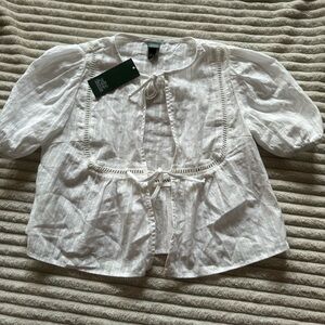 New With Tags Wild Fable White Tie-Front Blouse Girly Top